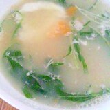 水菜と卵の中華スープ